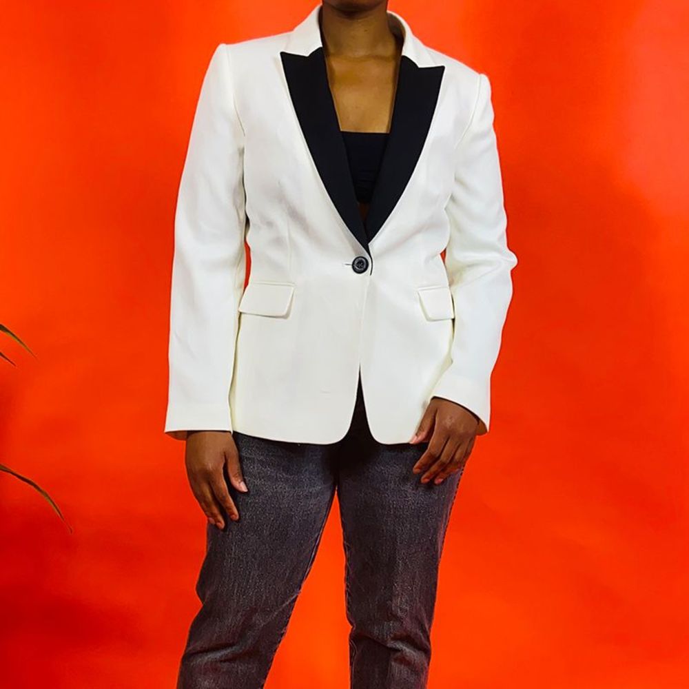 Vintage Black and White Neoprene Blazer Jacket